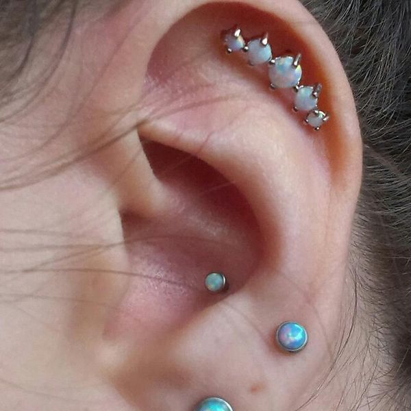 1pcs surgical steel opal stone septum nose ring opal ball closure nipple tragus eyebrow lip belly piercing earring body jewelry q bbyqml, Silver
1pcs surgical steel opal stone septum nose ring opal ball closure nipple tragus eyebrow lip belly piercing earring body jewelry q bbyqml, Silver