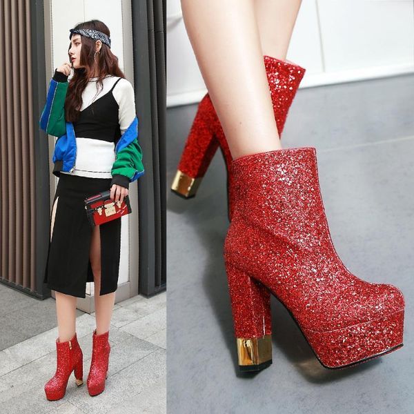 autumn winter ankle boots for women motorcycle boots chunky high heels platform luxury short silver gold shoes female1, Black
autumn winter ankle boots for women motorcycle boots chunky high heels platform luxury short silver gold shoes female1, Black