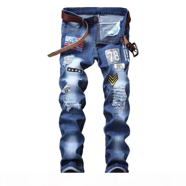 mens jeans new distressed ripped wshaed skinny slim straight jeans fashion motorcycle moto biker patches badge denim pants, Blue
mens jeans new distressed ripped wshaed skinny slim straight jeans fashion motorcycle moto biker patches badge denim pants, Blue