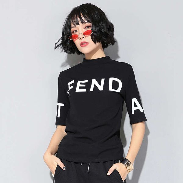 fashion women's alphabet print straight tube 5 / 4 small round neck cool style short sleeve t-shirt top, Black;gray
fashion women's alphabet print straight tube 5 / 4 small round neck cool style short sleeve t-shirt top, Black;gray