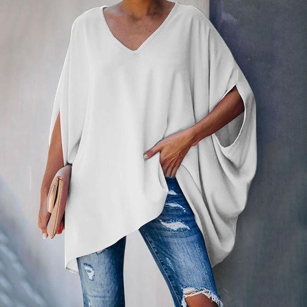 women's t-shirt long sleeve v-neck ladies oversized jumper pullover solid color loose plus size summer clothing, White
women's t-shirt long sleeve v-neck ladies oversized jumper pullover solid color loose plus size summer clothing, White