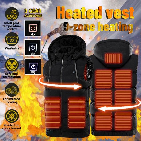 9 heating pads winter outdoor men's electric heated vest lightweight waistcoat usb heating vest winter warm jacket, Gray;blue
9 heating pads winter outdoor men's electric heated vest lightweight waistcoat usb heating vest winter warm jacket, Gray;blue