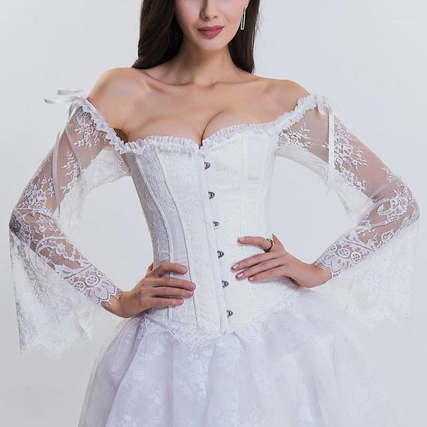 white victorian floral lace long flare sleeve strapless bridal corset lingerie corsets and bustiers wedding gothic clothing1, Black;white
white victorian floral lace long flare sleeve strapless bridal corset lingerie corsets and bustiers wedding gothic clothing1, Black;white