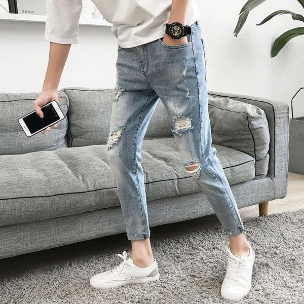 wholesale 2020 teenagers ripped jeans men's feet loose korean style trendy beggar pants slim spring summer thin cropped trousers1, Blue
wholesale 2020 teenagers ripped jeans men's feet loose korean style trendy beggar pants slim spring summer thin cropped trousers1, Blue
