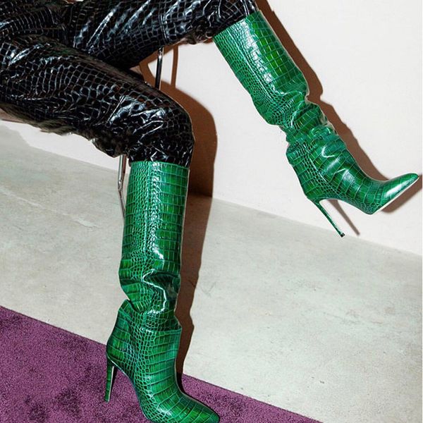 high-heeled python women's high boots ladies pointed stiletto toe long heels bnzn, Black
high-heeled python women's high boots ladies pointed stiletto toe long heels bnzn, Black