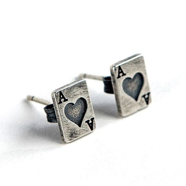 925 sterling silver heart a poker stud earrings for women men cards punk earring jewelry personality party girls gift wholesale, Golden;silver
925 sterling silver heart a poker stud earrings for women men cards punk earring jewelry personality party girls gift wholesale, Golden;silver