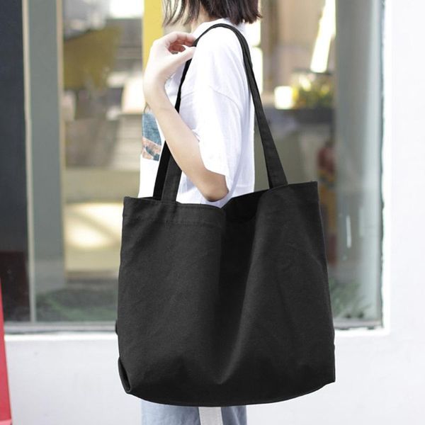 Solid Canvas Shoulder Bag Women Zipper Casual Travel Ladies Shopping Totes Female Handbag