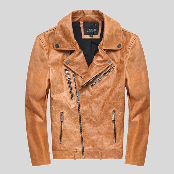 fortime 2021 men vintage khaki genuine leather jacket fashion lapel cowhide short motorcycle jackets winter coats m-4xl, Black
fortime 2021 men vintage khaki genuine leather jacket fashion lapel cowhide short motorcycle jackets winter coats m-4xl, Black