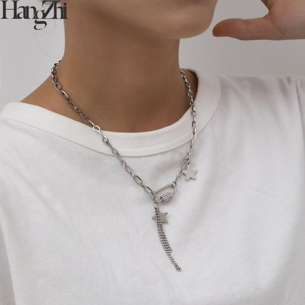 hangzhi 2021 new titanium steel tassel simple five-pointed star pendant clavicle chain necklace for women girls party jewelry, Silver
hangzhi 2021 new titanium steel tassel simple five-pointed star pendant clavicle chain necklace for women girls party jewelry, Silver