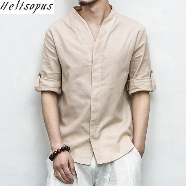men's casual shirts helisopus linen cotton men three quarter roll up sleeve v neck male slim fit harajuku style white shirt plus size1, White;black
men's casual shirts helisopus linen cotton men three quarter roll up sleeve v neck male slim fit harajuku style white shirt plus size1, White;black