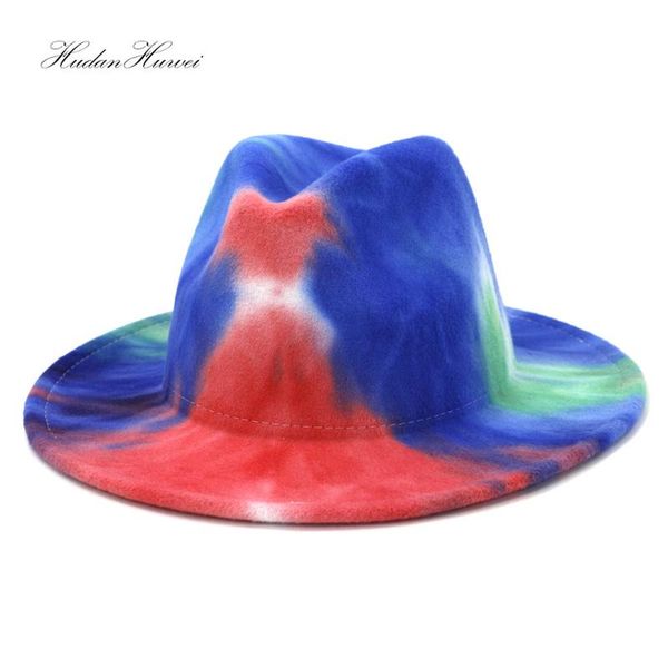 wide brim hats 2021 sell fall winter women elegant fedora hat with tie-dye jazz panama party, Blue;gray
wide brim hats 2021 sell fall winter women elegant fedora hat with tie-dye jazz panama party, Blue;gray