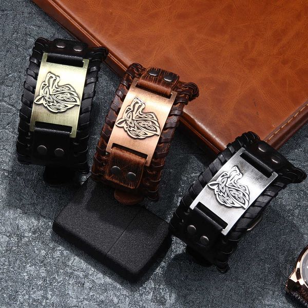 head wolf chino accessories wide men's alloy new woven bracelet leather jewelry, Silver
head wolf chino accessories wide men's alloy new woven bracelet leather jewelry, Silver