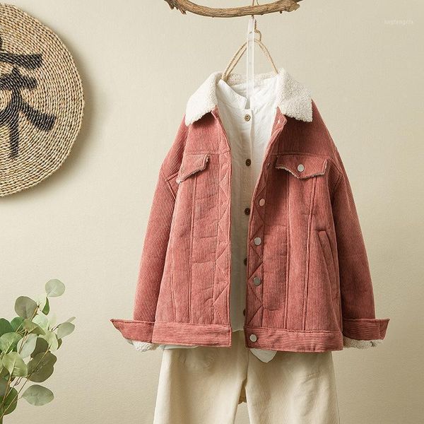 women's corduroy jacket plus velvet thickening 2021 spring and autumn new jacket small fresh cotton coat1, Black;brown
women's corduroy jacket plus velvet thickening 2021 spring and autumn new jacket small fresh cotton coat1, Black;brown