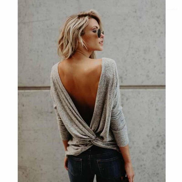 2020 autumn new fashion women ladies long sleeve twisted open back loose t-shirt casual cotton hollow out clothes1, White
2020 autumn new fashion women ladies long sleeve twisted open back loose t-shirt casual cotton hollow out clothes1, White
