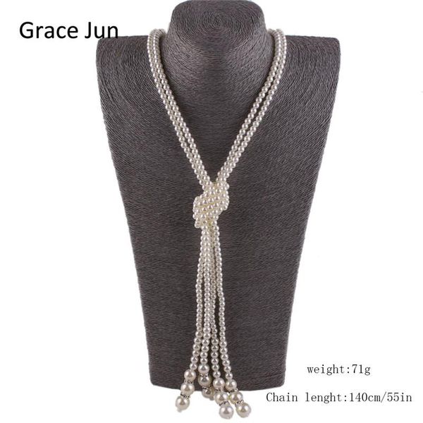 chains grace jun arrival multi-strand long simulated pearl necklace for women flapper cluster statement pendant 55'', Silver
chains grace jun arrival multi-strand long simulated pearl necklace for women flapper cluster statement pendant 55'', Silver