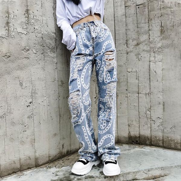 new autumn jeans women clothes fashion plus size loose high waist trousers harajuku hole printed straight pants t4951, Blue
new autumn jeans women clothes fashion plus size loose high waist trousers harajuku hole printed straight pants t4951, Blue