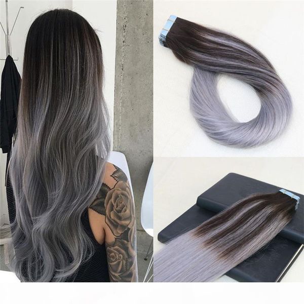100% unprocessed tape in human hair extensions omber sliver grey skin weft tape on hair extensions 8a thick ends balayage tape ins, Black
100% unprocessed tape in human hair extensions omber sliver grey skin weft tape on hair extensions 8a thick ends balayage tape ins, Black