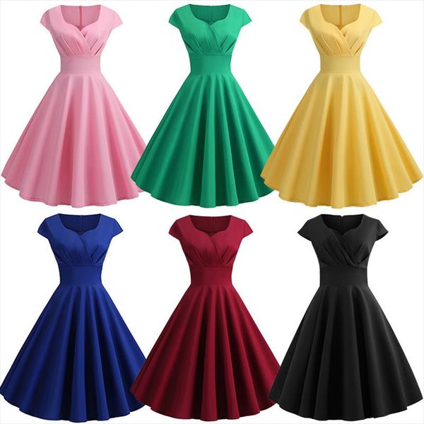 pink summer dress women 2020 v neck big swing vintage dress robe femme elegant retro pin up party office midi dresses plus, Black;gray
pink summer dress women 2020 v neck big swing vintage dress robe femme elegant retro pin up party office midi dresses plus, Black;gray