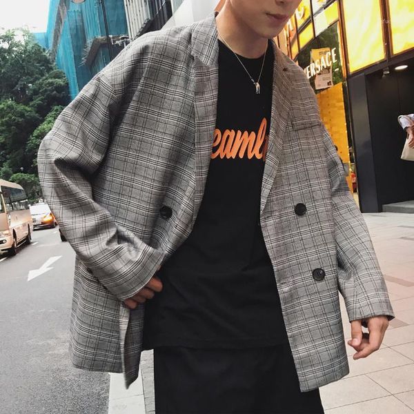 2018 korean autumn men's fashion tide lattice printing double-breasted oversize clothing loose casual grey color suit coat m-xl1, White;black
2018 korean autumn men's fashion tide lattice printing double-breasted oversize clothing loose casual grey color suit coat m-xl1, White;black