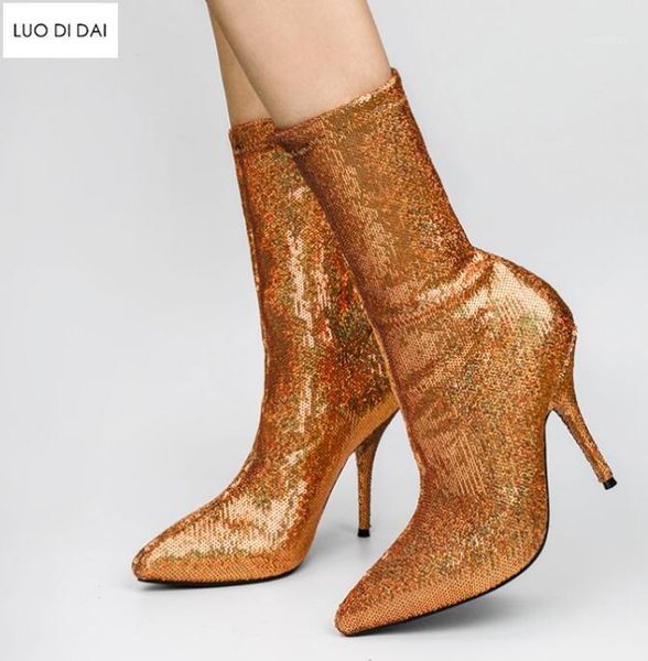 2020 ladies ankle boots point toe gold boots slip on motorcycles booties thin heel party shoes glitter sequin women booties1, Black
2020 ladies ankle boots point toe gold boots slip on motorcycles booties thin heel party shoes glitter sequin women booties1, Black