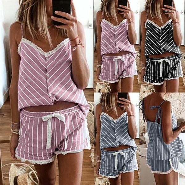 lace up loose shorts famale designer sleepwear womens striped suspender pajamas set v neck casual, Black;red
lace up loose shorts famale designer sleepwear womens striped suspender pajamas set v neck casual, Black;red