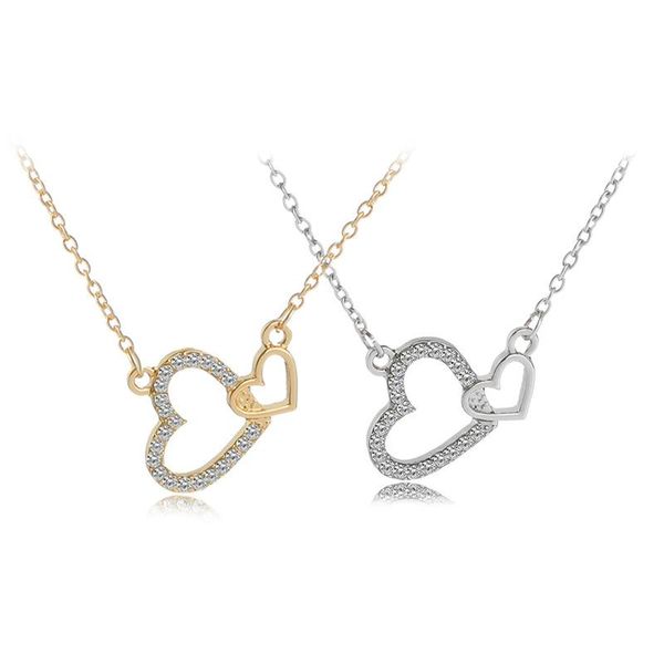pendant necklaces double heart splice necklace creativity inlay drill valentine's day for wife girlfriend gifts, Silver
pendant necklaces double heart splice necklace creativity inlay drill valentine's day for wife girlfriend gifts, Silver