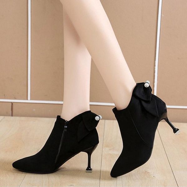 boots winter autumn women bare high heels ankle flock pumps back bow dress shoes pointed toe thin heel botas mujer 8884c, Black
boots winter autumn women bare high heels ankle flock pumps back bow dress shoes pointed toe thin heel botas mujer 8884c, Black