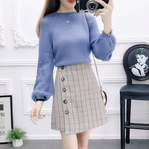 autumn winter 2018 women vestido lantern sleeve knit sweater & grid irregular skirts two-piece outfit korean fashioin s-xl1, Gray
autumn winter 2018 women vestido lantern sleeve knit sweater & grid irregular skirts two-piece outfit korean fashioin s-xl1, Gray