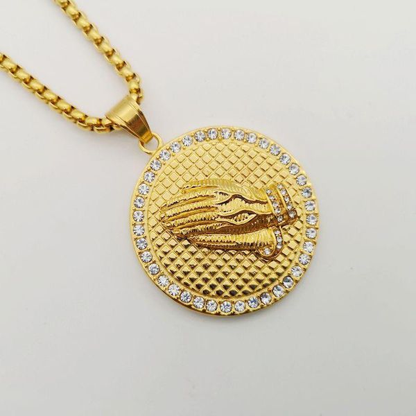 pendant necklaces gold color stainless steel round praying hands necklace rhinestones medal religious blkn0798, Silver
pendant necklaces gold color stainless steel round praying hands necklace rhinestones medal religious blkn0798, Silver