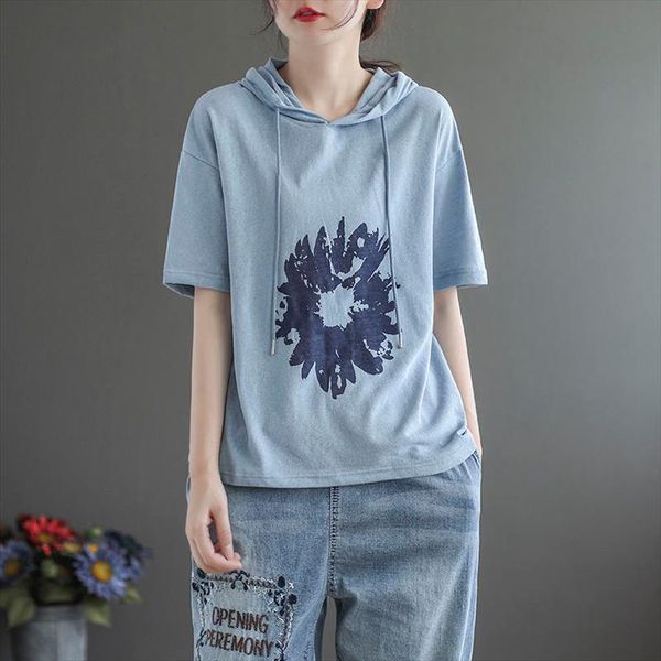 summer style women short sleeve loose cotton t shirt all matched casual daisy print hooded tee shirt femme plus size m52, White
summer style women short sleeve loose cotton t shirt all matched casual daisy print hooded tee shirt femme plus size m52, White