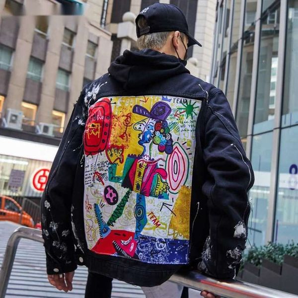 men streetwear stone graffiti applications printed jeans jas hipster gaten losse hip hop motorbikes island katoen black casual denim jassen
men streetwear stone graffiti applications printed jeans jas hipster gaten losse hip hop motorbikes island katoen black casual denim jassen