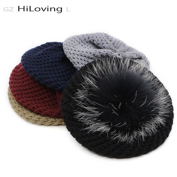 berets gzhilovingl soft warm autumn winter woman female beret hat cap with real fur pompom casual knitted skullies for girls, Blue;gray
berets gzhilovingl soft warm autumn winter woman female beret hat cap with real fur pompom casual knitted skullies for girls, Blue;gray