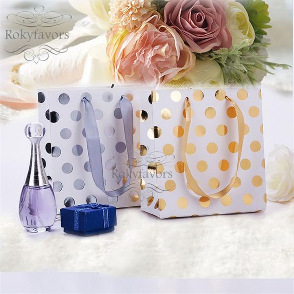 gift wrap 12pcs mini portable foil silver/gold polka dot paper bag with satin handle candy favor wedding birthday decors shopping
gift wrap 12pcs mini portable foil silver/gold polka dot paper bag with satin handle candy favor wedding birthday decors shopping
