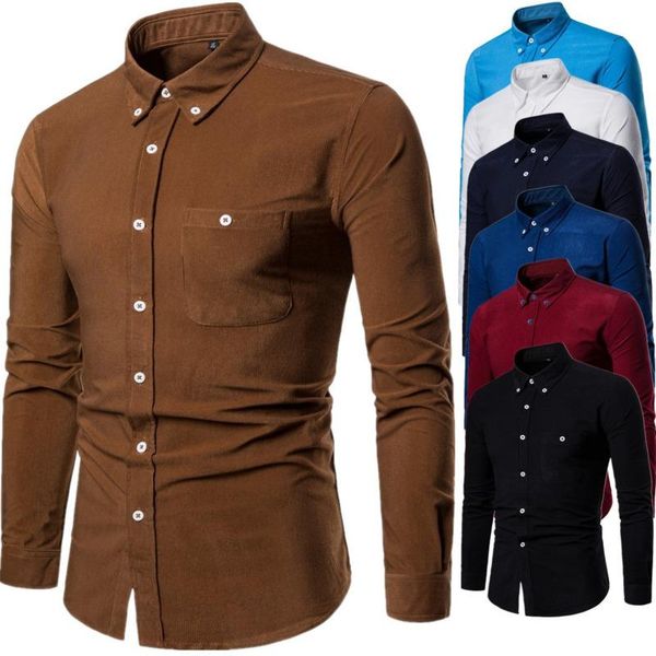 men's casual shirts autumn fashion mens long sleeve corduroy solid color designer slim shirt camisa masculina 7 colors, White;black
men's casual shirts autumn fashion mens long sleeve corduroy solid color designer slim shirt camisa masculina 7 colors, White;black