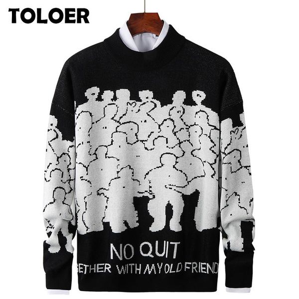 men sweater cartoon funny print o-neck pullover sweaters men soft slim casual high street fashion 2021 spring autumn streetwear, White;black
men sweater cartoon funny print o-neck pullover sweaters men soft slim casual high street fashion 2021 spring autumn streetwear, White;black