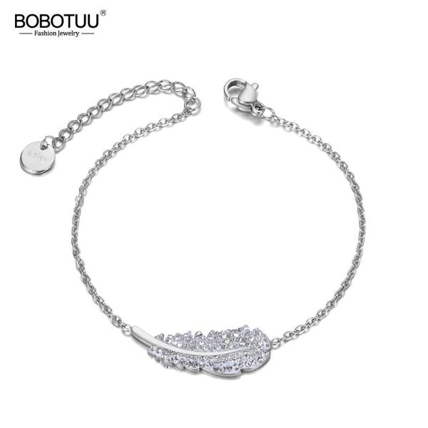 charm bracelets bobotuu white clay cz crystal feather for women rose gold stainless steel link & chain bracelet jewelry bb20016, Golden;silver
charm bracelets bobotuu white clay cz crystal feather for women rose gold stainless steel link & chain bracelet jewelry bb20016, Golden;silver