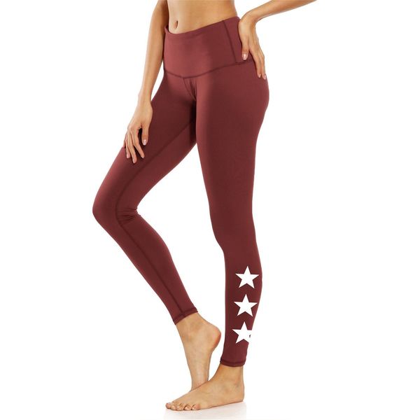 звездная печать высокой талии йоги брюки женские эластичные узкие фитнес брюки, White;red 
звездная печать высокой талии йоги брюки женские эластичные узкие фитнес брюки, White;red