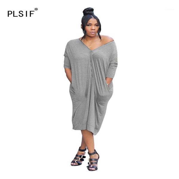 casual style grey women's dress v-neck loose straight dress spring summer simple style lady1, Black;gray 
casual style grey women's dress v-neck loose straight dress spring summer simple style lady1, Black;gray