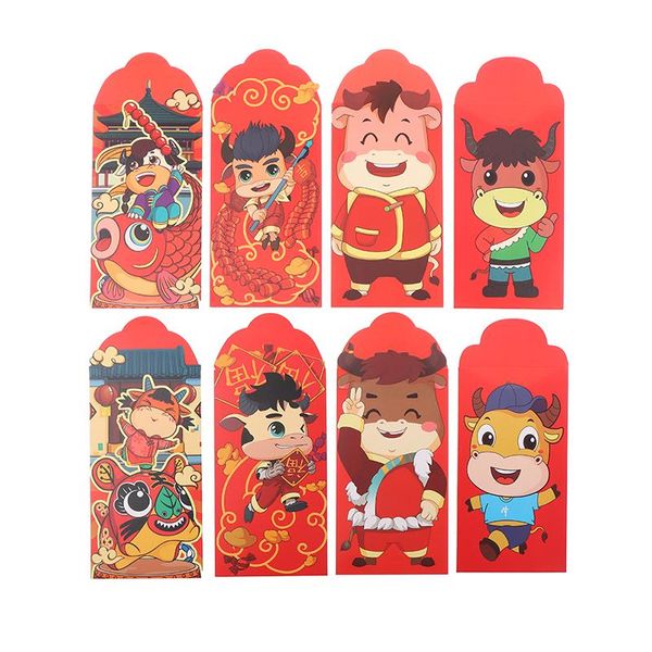 greeting cards 6pcs 2021 money package year pouch lovely red envelope for banquet
