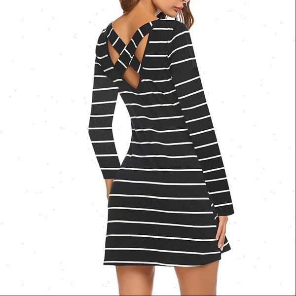2021 summer autumn mini dress women s slim dress horizontal stripes print dress chic party dresses casual, Black;gray
2021 summer autumn mini dress women s slim dress horizontal stripes print dress chic party dresses casual, Black;gray
