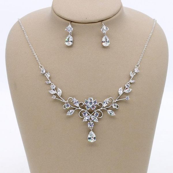 slbridal prong setting copper alloy wedding full cubic zirconia jewelry set bridal cz necklace earring set party women jewelry, Silver
slbridal prong setting copper alloy wedding full cubic zirconia jewelry set bridal cz necklace earring set party women jewelry, Silver