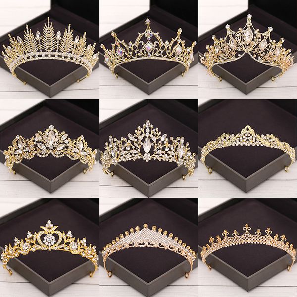 baroque crystal tiaras and crowns accessories crown diadem gold rhinestone wedding tiara bridal hair jewelry q1219, White;golden
baroque crystal tiaras and crowns accessories crown diadem gold rhinestone wedding tiara bridal hair jewelry q1219, White;golden