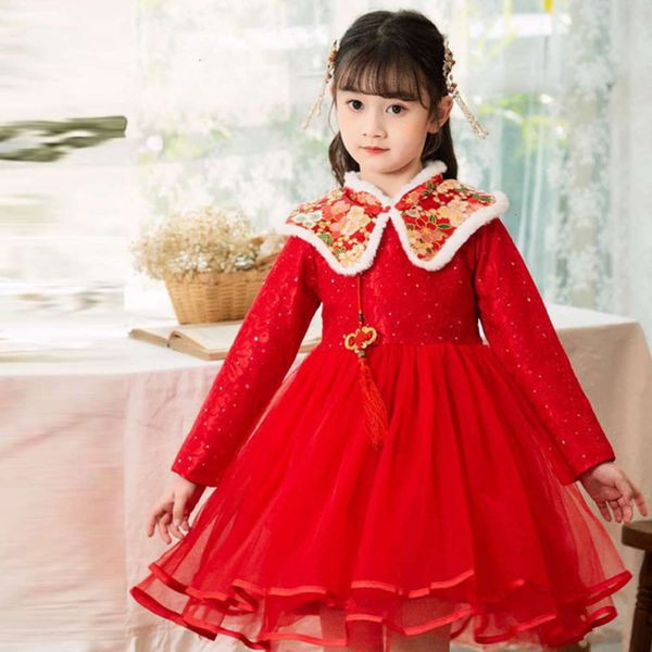 children's veet lace chine with girls' sle cheongsam new year's drs ofxx, Red;yellow
children's veet lace chine with girls' sle cheongsam new year's drs ofxx, Red;yellow