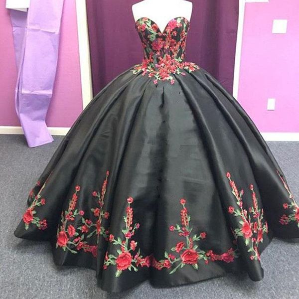 black embroidered charro quinceanera dresses sweetheart lace-up satin mexican sweet 15 dress ball gowns prom party gown, Blue;red
black embroidered charro quinceanera dresses sweetheart lace-up satin mexican sweet 15 dress ball gowns prom party gown, Blue;red