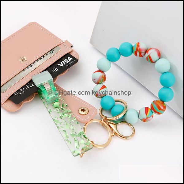 keychains fashion accessories sile keychain with plastic card clips beads bracelet wrist women men beaded key keyrings tassel drop delivery, Silver
keychains fashion accessories sile keychain with plastic card clips beads bracelet wrist women men beaded key keyrings tassel drop delivery, Silver
