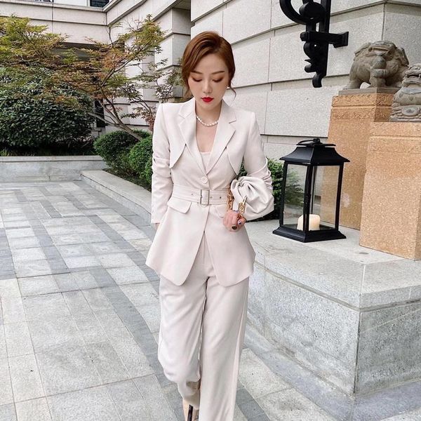 temperament suit women 2020 autumn new fashion organ position suit collar coat slim straight pants two piece set q1215, White;black
temperament suit women 2020 autumn new fashion organ position suit collar coat slim straight pants two piece set q1215, White;black