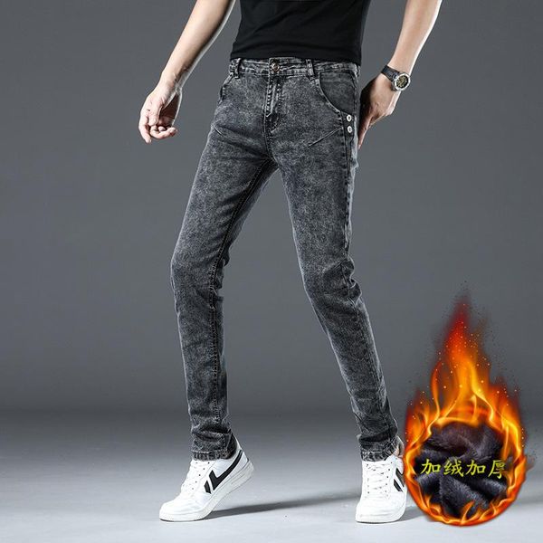 men's jeans boutique autumn / winter 2021 slim fitting straight tube trendy plush and heavy casual stretch pants, Blue
men's jeans boutique autumn / winter 2021 slim fitting straight tube trendy plush and heavy casual stretch pants, Blue