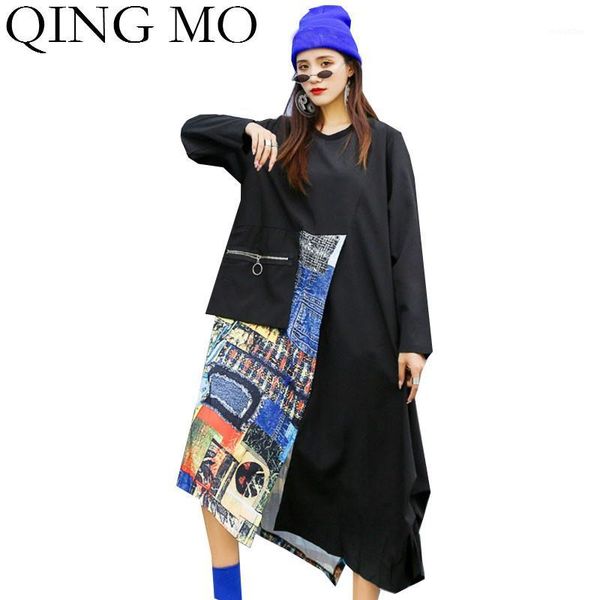 qing mo autumn women irregular dress 2020 women printed patchwork dress female full sleeve loose zqy47591, Black;gray
qing mo autumn women irregular dress 2020 women printed patchwork dress female full sleeve loose zqy47591, Black;gray