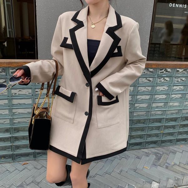 women's suits & blazers french fashion women contrast color suit jacket 2021 autumn winter long-sleeved loose blazer single breast casu, White;black
women's suits & blazers french fashion women contrast color suit jacket 2021 autumn winter long-sleeved loose blazer single breast casu, White;black