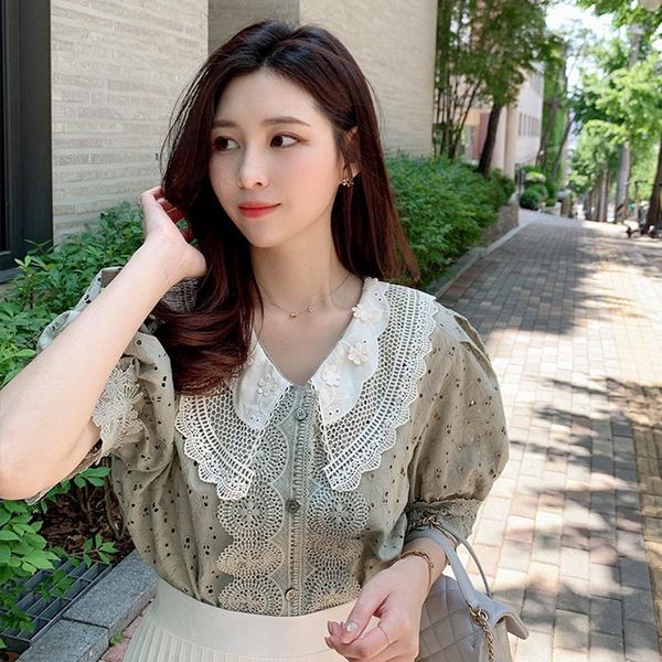 women's blouses & shirts fashion 2021 retro puff sleeve vintage women mesh embroidery, White
women's blouses & shirts fashion 2021 retro puff sleeve vintage women mesh embroidery, White